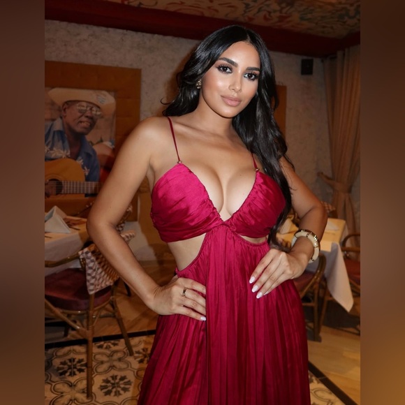 Zara dress maxi boho pleated satin flowy summer vacation wedding evening - Picture 13 of 16